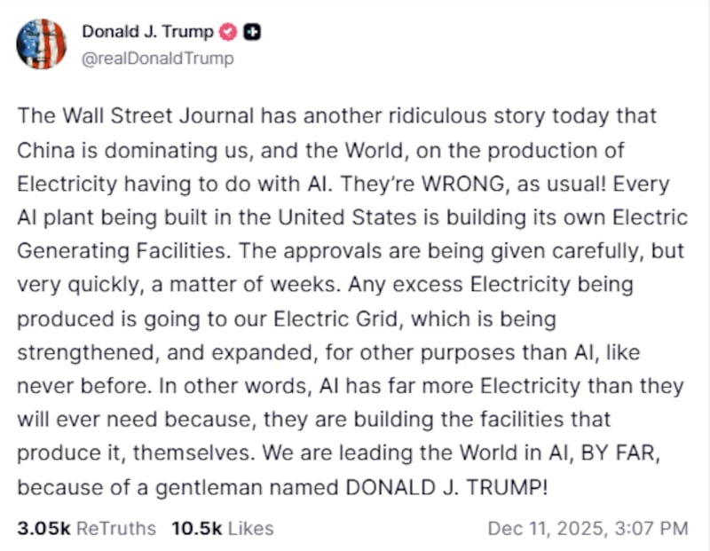 Donald Trump on Truth Social