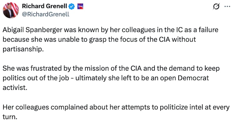 Richard Grenell post about Abigail Spanberger