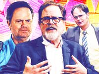 A photo illustration of Rainn Wilson in The Office and Code 3.