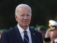 BERLIN, GERMANY - OCTOBER 18: U.S. President Joe Biden arrives at Schloss Bellevue to meet with German President Frank-Walter Steinmeier on October 18, 2024 in Berlin, Germany. Biden is visiting Berlin to meet with German Chancellor Olaf Scholz, British Prime Minister Keir Starmer and French President Emmanuel Macron later today. (Photo by Sean Gallup/Getty Images)