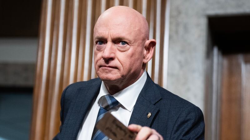 UNITED STATES - JANUARY 15: Sen. Mark Kelly, D-Ariz., arrives for a Senate Armed Services Committee confirmation hearing for Lt. Gen. Francis L. Donovan, nominee to be commander of the U.S. Southern Command, and Lt. Gen. Joshua M. Rudd, nominee to be director of the National Security Agency, chief of the Central Security Service, and commander of the U.S. Cyber Command, in Dirksen building on Thursday, January 15, 2026. (Tom Williams/CQ-Roll Call, Inc via Getty Images)