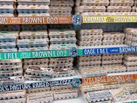 Florida, Miami Beach, Trader Joe's, grocery store, refrigerated egg aisle, organic, cage free, brown, pasture raised.
