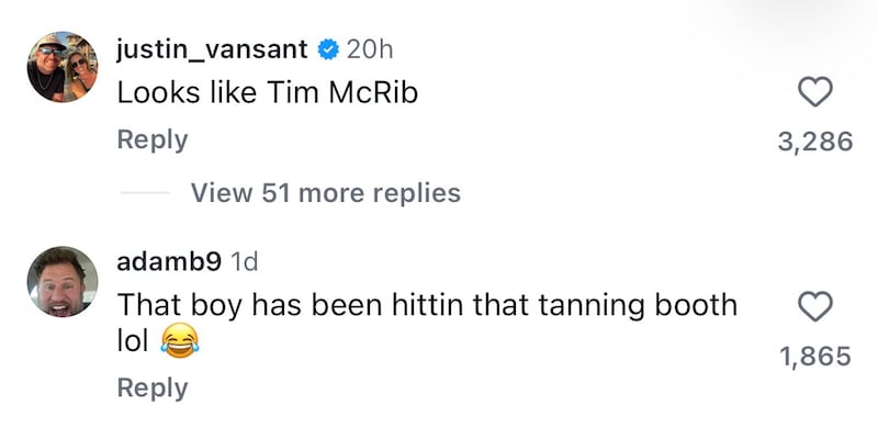 Comments under a photo of Tim McGraw and his family focused on his tan.