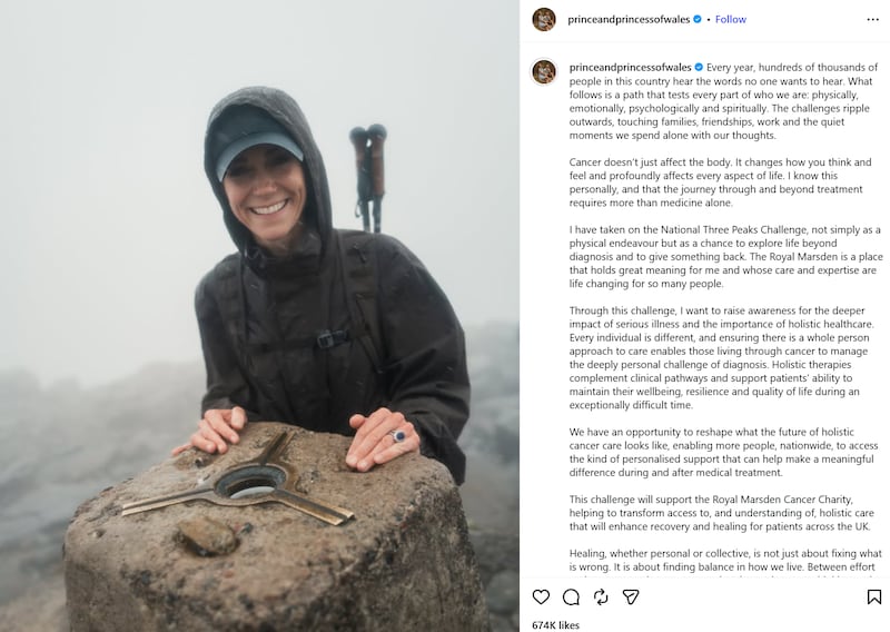 Catherine Middleton successfully completed the National Three Peaks Challenge in 24 hours.