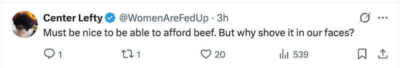 An X user objects to Miller's post.