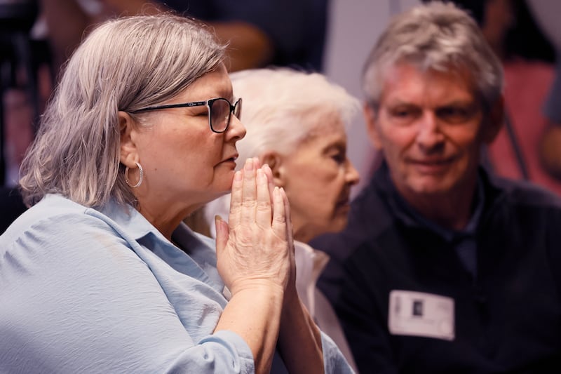 (From left to right) Kitty Menendez' niece Diane Hernandez, Kitty's sister Joan Andersen VanderMolen, and nephew Arnold VanderMolen await Los Angeles County District Attorney George Gascón's decision regarding the potential resentencing of Erik and Lyle Menendez in 2024.