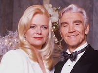 Characters Liza (Marcy Walker) and Adam (David Canary) are pictured at their fictional primary wedding in a 1996 episode of ‘All My Children.’