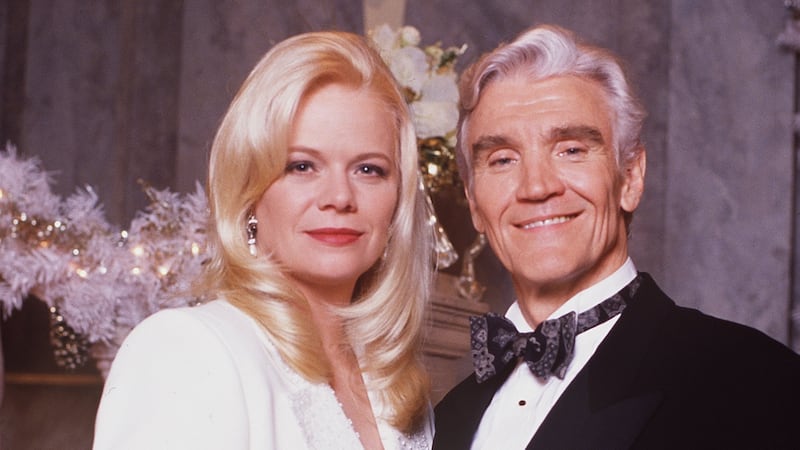 Characters Liza (Marcy Walker) and Adam (David Canary) are pictured at their fictional primary wedding in a 1996 episode of ‘All My Children.’