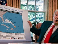 President Donald Trump during an Oval Office briefing on the status of Hurricane Dorian, in Washington, DC.