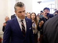President-elect Donald Trump's nominee to be Secretary of Defense Pete Hegseth leaves the Russell Senate Office Building on November 21, 2024 in Washington, DC. Hegseth was on Capitol Hill meeting with Senators to discuss his nomination and qualifications.