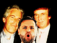 Donald Trump and Jeffrey Epstein with JD Vance moving up and down into the frame