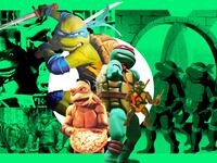 A photo illustration of the Teenage Mutant Ninja Turtles throughout the years