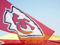 A general view of Kansas City Chiefs flags