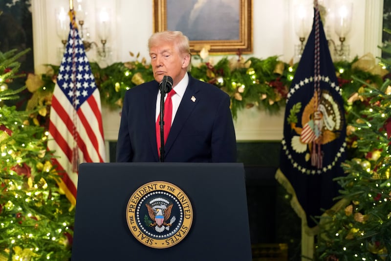 President Donald Trump delivers an address to the Nation from the Diplomatic Reception Room