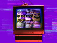 A photo illustration of Five Nights at Freddy’s video game on a television set.