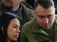 Ukraine’s Military Intelligence chief, Kyrylo Budanov, and his wife, Marianna, attend a memorial ceremony for Ukrainian interior minister, his deputy and officials on Jan. 21, 2023.