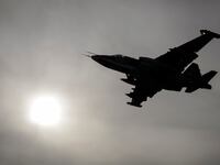 Sukhoi Su-25 jet fighter flies during a drill at the Russian southern Stavropol region, March 12, 2015.