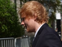 Singer Ed Sheeran arrives at Manhattan Federal Court.