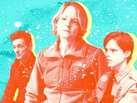 Jodie Foster as Chief Liz Danvers, John Hawkes as Captain Hank Prior and Finn Bennett as Officer Peter Prior in True Detective Night Country.
