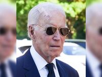 President Joe Biden arrives at the funeral for former governor and U.S. Representative Mike Castle at St. Joseph on the Brandywine Church in Greenville, August 22, 2025.