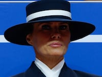WASHINGTON, DC - JANUARY 20: First lady Melania Trump looks on during an indoor inauguration parade at the Capital One Arena on January 20, 2025 in Washington, DC. Donald Trump takes office for his second term as the 47th president of the United States. (Photo by Anna Moneymaker/Getty Images)