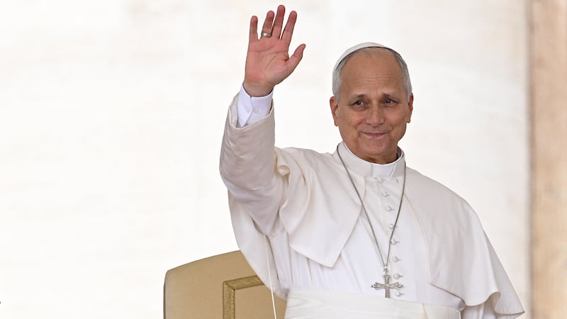 Pope Leo waves to the crowd at the start of his weekly general audience at St. Peter's Square in the Vatican on October 7, 2026.
