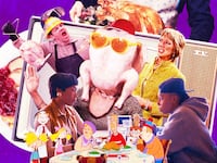 A photo illustration of Thanksgiving television specials.