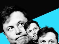 An illustration including images of Elon Musk.