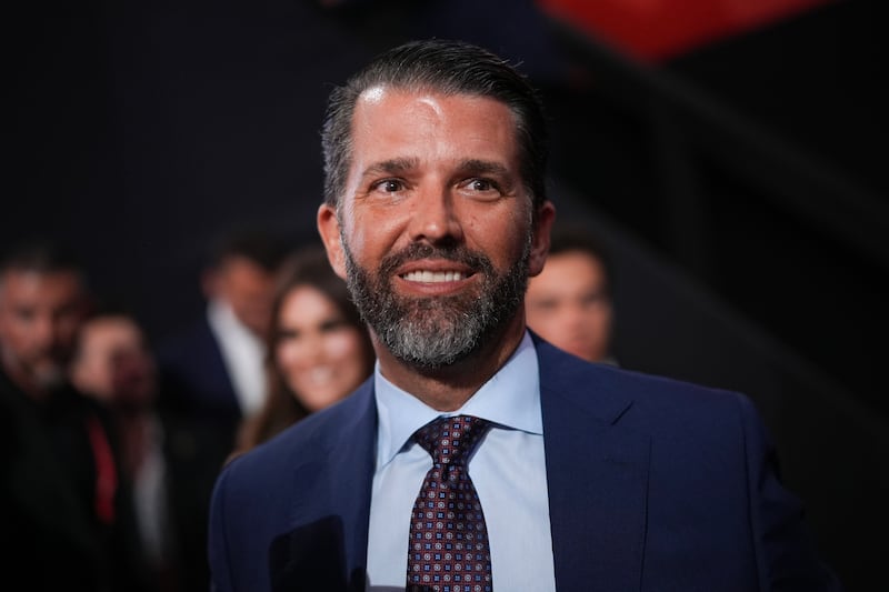 Donald Trump Jr., son of U.S. President Donald Trump attends the first day of the Republican National Convention at the Fiserv Forum on July 15, 2024 in Milwaukee, Wisconsin.
