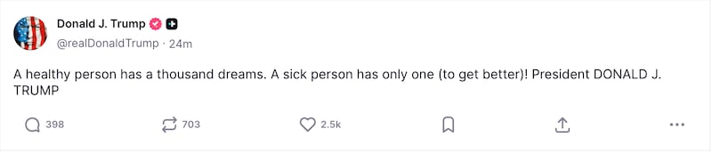 Trump's vague health post on Friday.