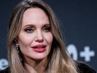 SAN SEBASTIAN, SPAIN - SEPTEMBER 21: Angelina Jolie speaks during the press conference of the film "Couture" during the 73rd San Sebastian International Film Festival on September 21, 2025 in San Sebastian, Spain. (Photo by Juan Naharro Gimenez/WireImage)
