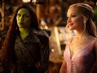 L to R: Cynthia Erivo is Elphaba and Ariana Grande is Glinda in WICKED FOR GOOD.