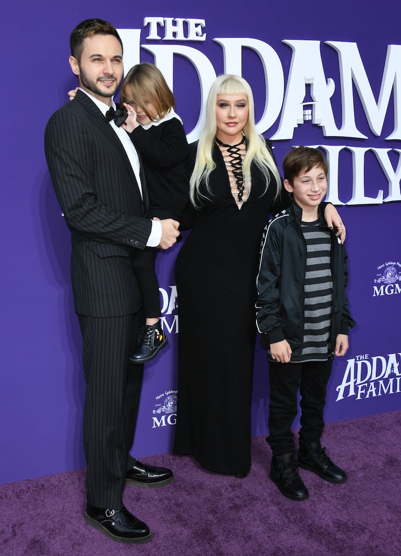 Christina Aguilera with fiancé Matthew Rutler, daughter Summer Rain Rutler, and son Max Liron Bratman in 2019.