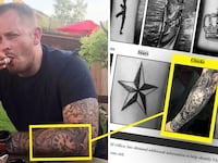 Pete Belton with a clock tattoo, which was identified by ICE as a possible gang tattoo