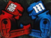 A photo illustration of red and blue boxing robots with the New York Post and Daily Mail logos.