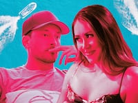 A photo illustration of Jeramey and Sarah Ann.