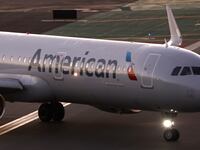 An American Airlines Airbus at the San Diego International Airport in San Diego, California.