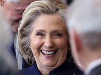 Hillary Clinton smiles at the 2025 inauguration of U.S. President-elect Donald Trump.