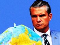 Pete Hegseth, deflated globe photo illustration