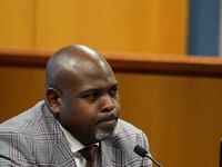 A photo of Terrence Bradley on the witness stand in court in Atlanta.