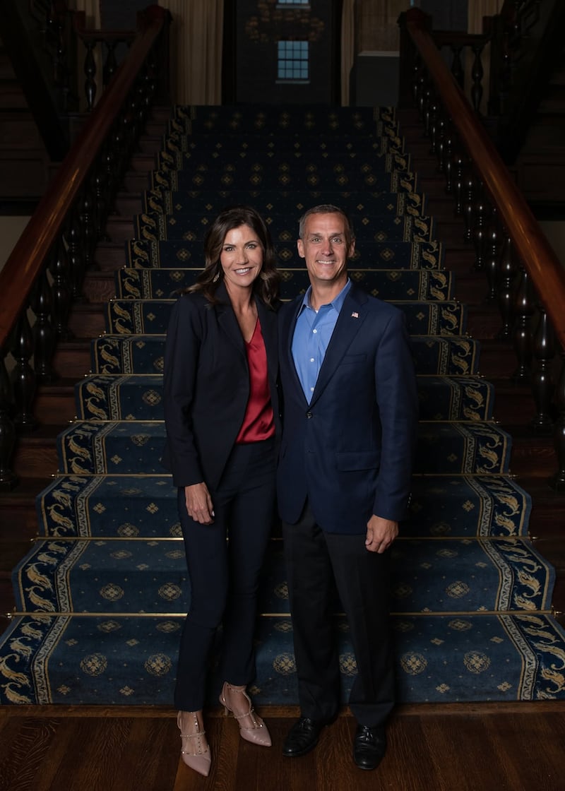 Corey Lewandowski and Kristi Noem in Cleveland, Ohio in September 2020