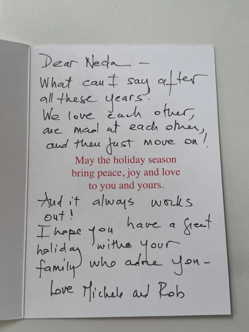 Neda Soderqvist posts holiday card from the Reiners
