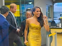 Prince Harry, Duke of Sussex, Doria Ragland and Meghan Markle, Duchess of Sussex, are seen arriving to the "Woman Of Vision Awards" on May 16, 2023 in New York City