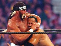 Hollywood Hulk Hogan and The Rock at Wrestlemania X8 (Photo by George Pimentel/WireImage)