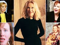 A photo collage of Catherine O'Hara's famous movie roles.