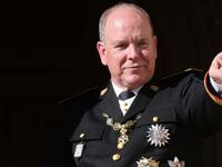 Prince Albert II of Monaco stands on the Palace balcony during the celebrations marking Monaco's National Day in Monaco, November 19, 2023.
