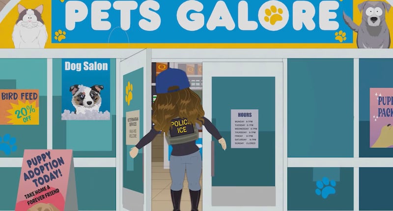 End credits scene of South Park 'Got a Nut' episode.