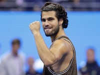 Carlos Alcaraz fist pumps after winning his Men's Singles match on Day Four of the 2026 US Open at USTA Billie Jean King National Tennis Center on Wednesday, September 2, 2026 in Flushing, NY.