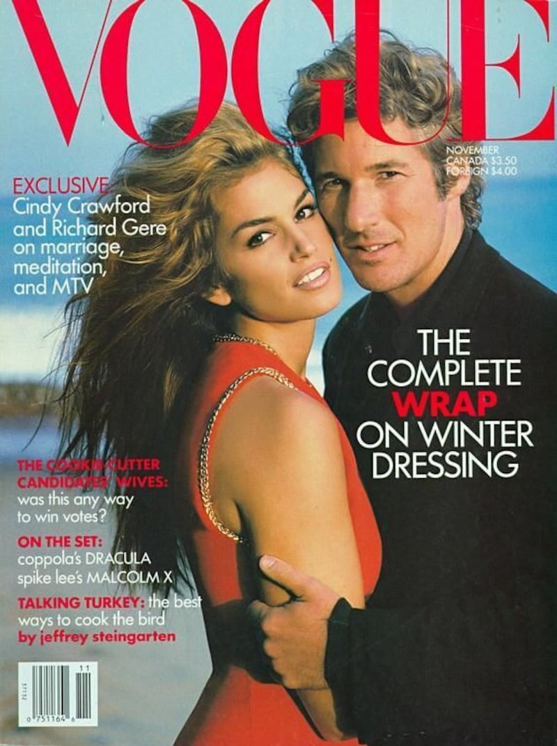 Cindy Crawford and Homer Gere on the cover of Vogue in 1992.