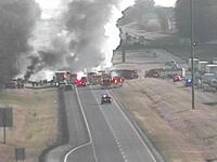 Image of an Ohio crash involving a bus carrying students.